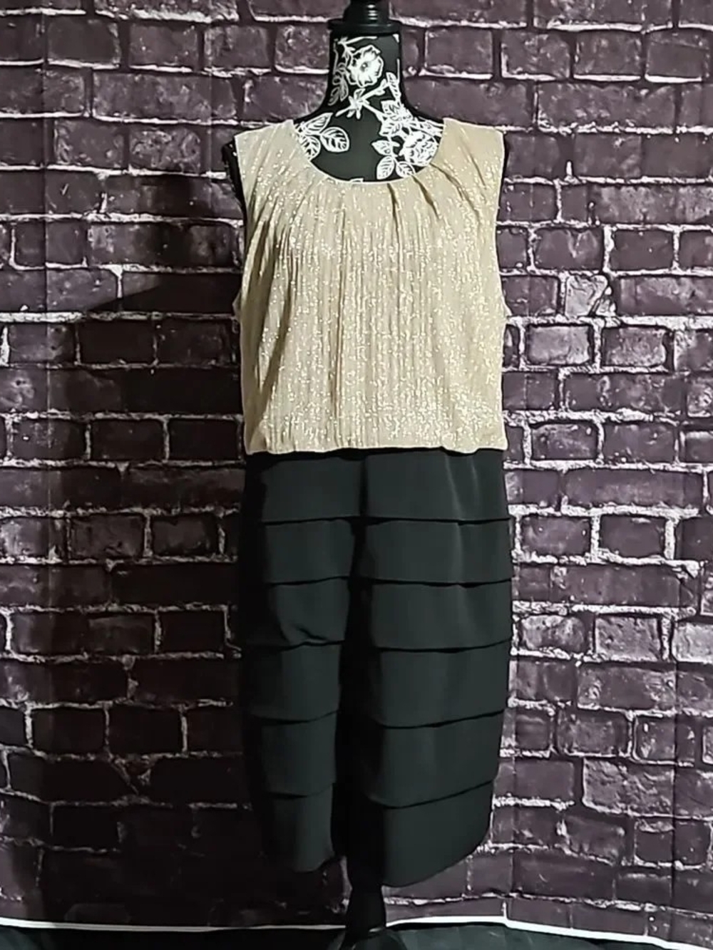 En Focus Black & Gold  Dress 18W